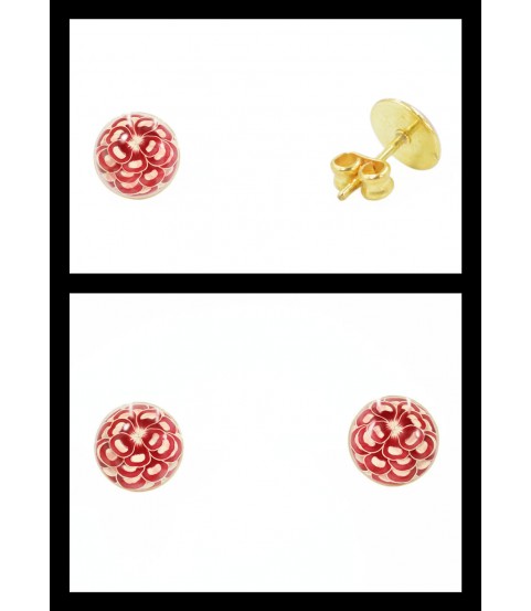 Pendientes enchufe, Camelia granate