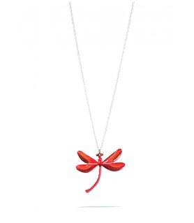 Collar Libélula roja, Plata...