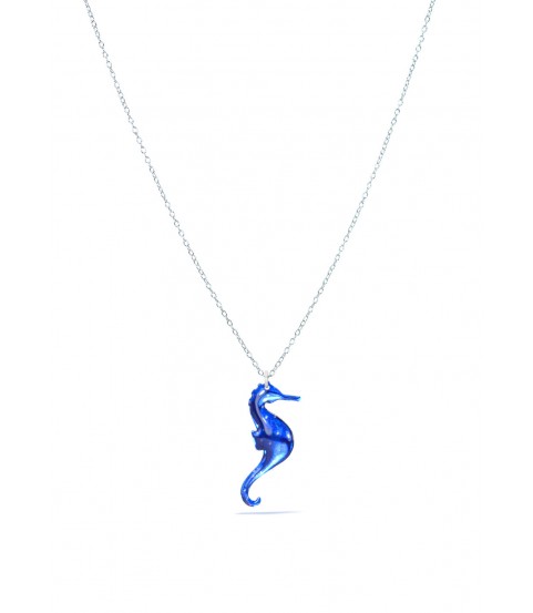 Collar caballito de mar Azul metalizado