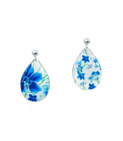 Pendiente escamas, Flor azul