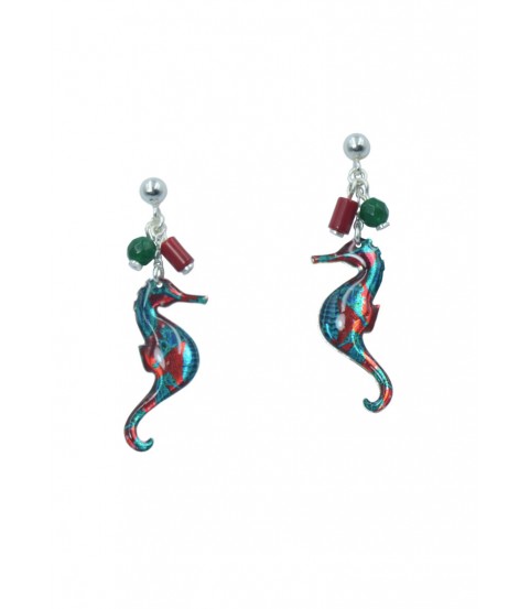 Pendiente caballito de mar, Bi-color metal