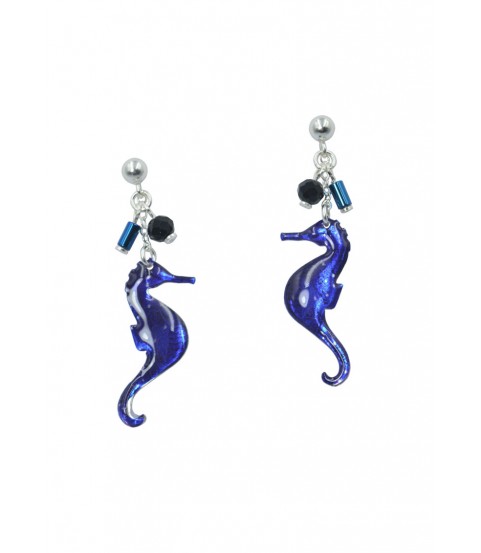 Pendiente caballito de mar, Azul metal