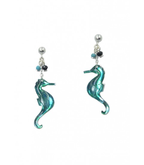 Pendiente caballito de de mar, Turquesa metal